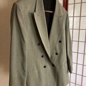 Classic Double-Breasted black and white Blazer.